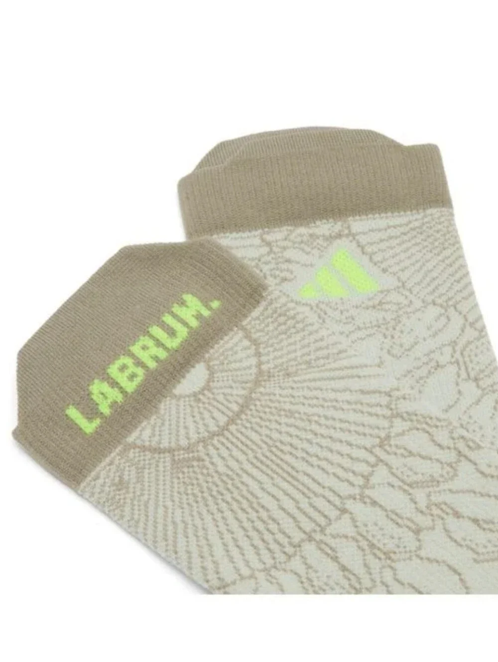NWT Men's adidas Labrum Crew Socks with Taupe Cuff and Subtle Neon Accents